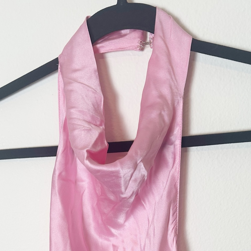 Amanda Uprichard Samba Gown Maxi Dress 100% Silk Flamingo Pink Medium - Picture 3 of 7